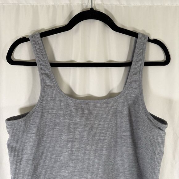 Athleta Tank Top Women's XL Grey Ribbed Scoop Neck Athletic Fitted - Picture 2 of 9